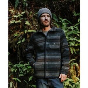 NWT Roark Ember Overshirt Shacket Striped Dark Navy Snap Closure Outdoor Size XL